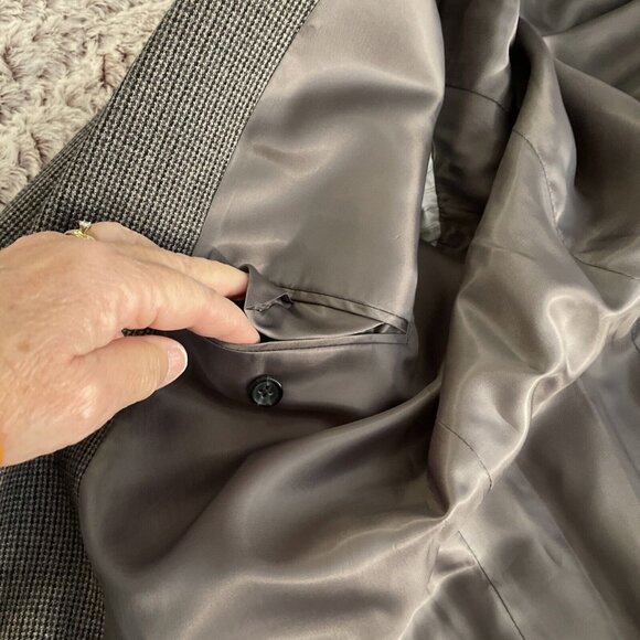 Chaps Men's 46L Gray 💯% Pure New Wool Sport Coat Jacket Blazer Houndstooth Soft - Picture 12 of 15